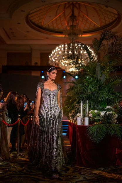 Charcoal Grey Fishtail Gown