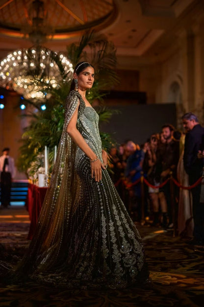 Charcoal Grey Fishtail Gown