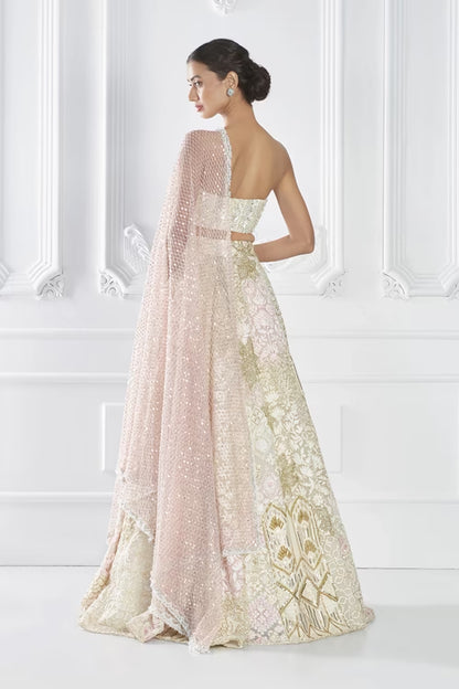 Ivory Kashmiri Mijwan Threadwork Lehenga Set