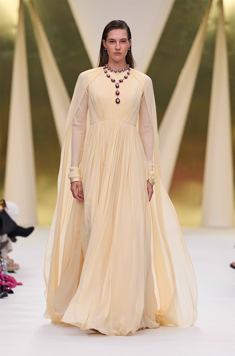 Ivory Gathered Drape Gown