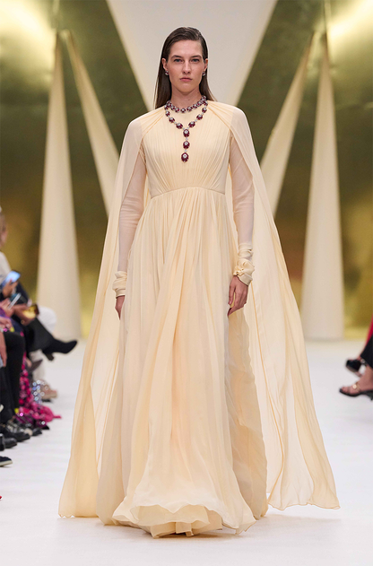 Ivory Gathered Drape Gown