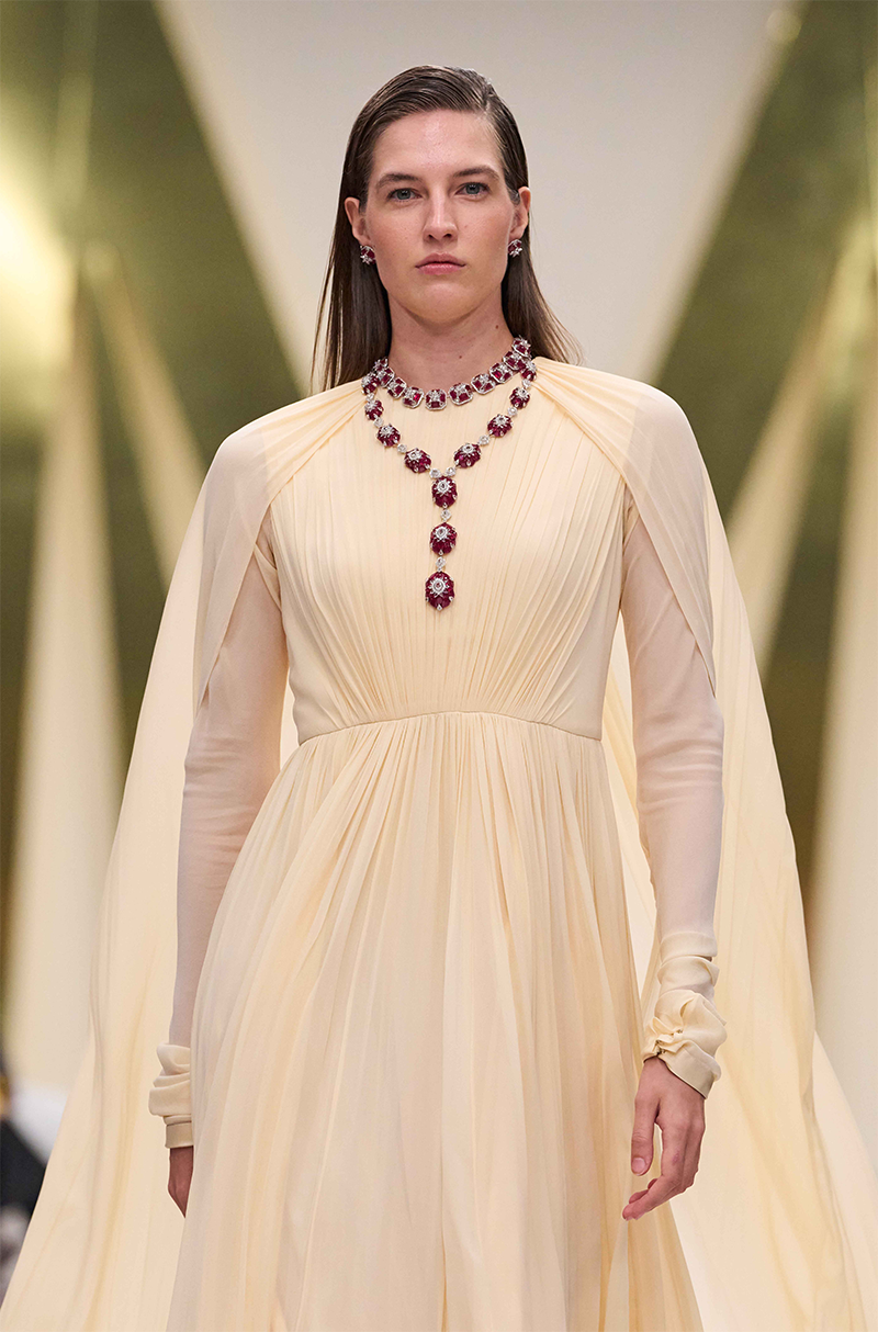 Ivory Gathered Drape Gown