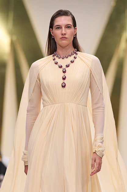 Ivory Gathered Drape Gown