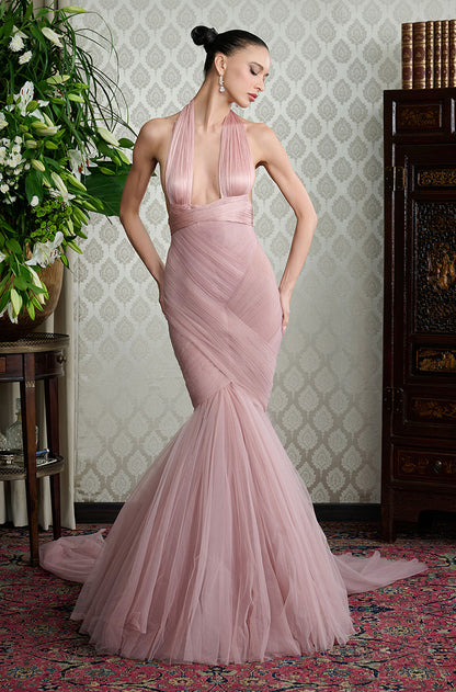 Salmon Pink Textured Gown