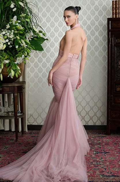 Salmon Pink Textured Gown