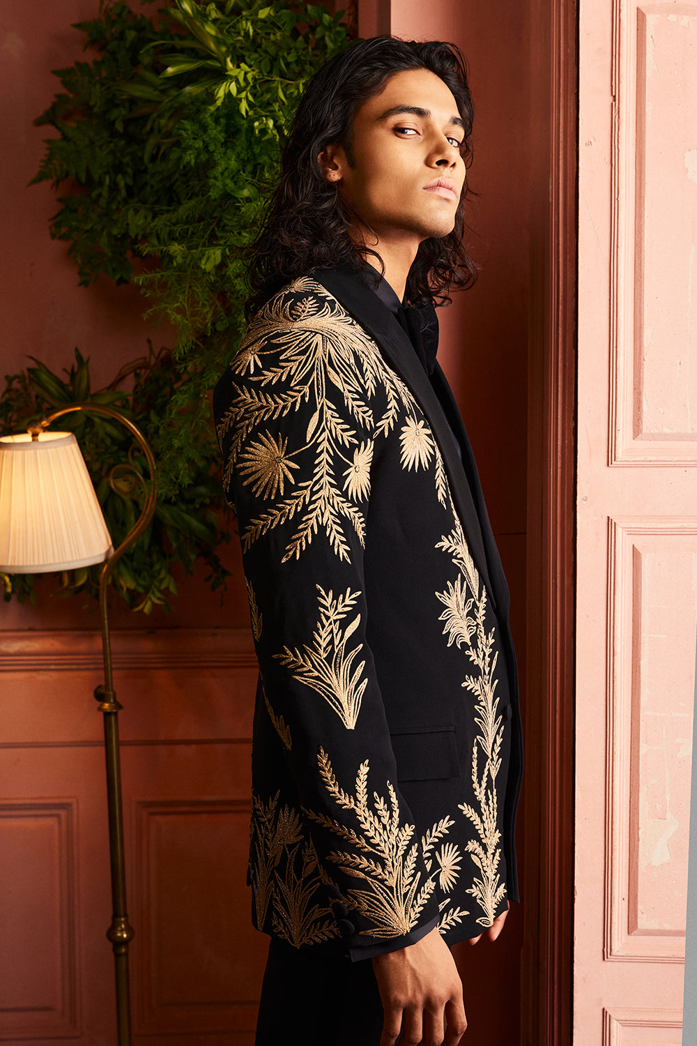 Black Gold Zari Embroidered Blazer Set