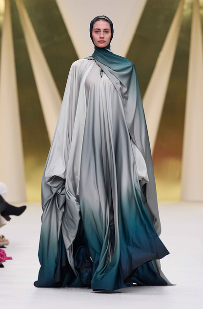 Teal Shaded Cowl Jalabia