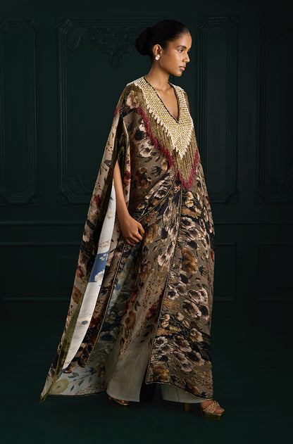 Green Pre-Pleated Printed Kaftan Kurta Set