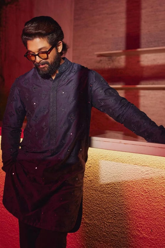 Allu Arjun in midnight Blue Kurta Set