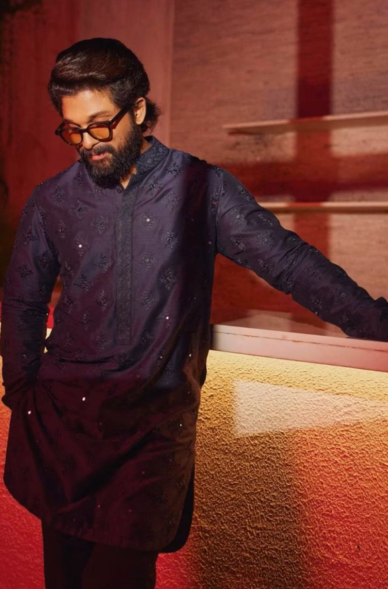 Allu Arjun in midnight Blue Kurta Set