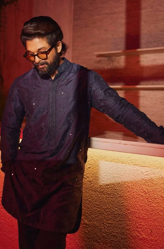Allu Arjun in midnight Blue Kurta Set