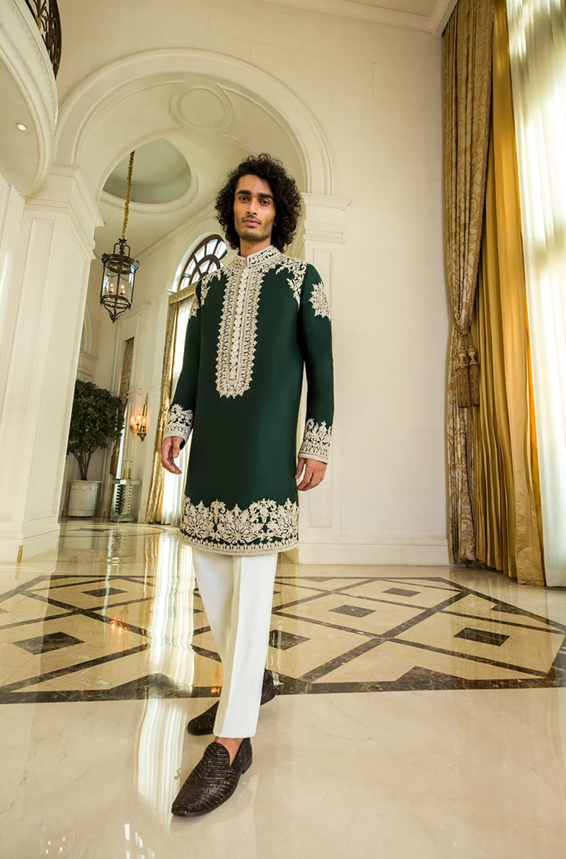 Emerald Green Spunsilk Kurta Set