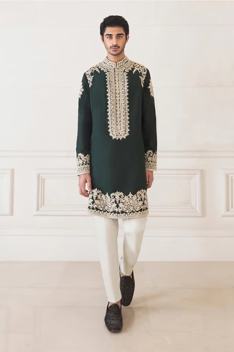 Emerald Green Spunsilk Kurta Set
