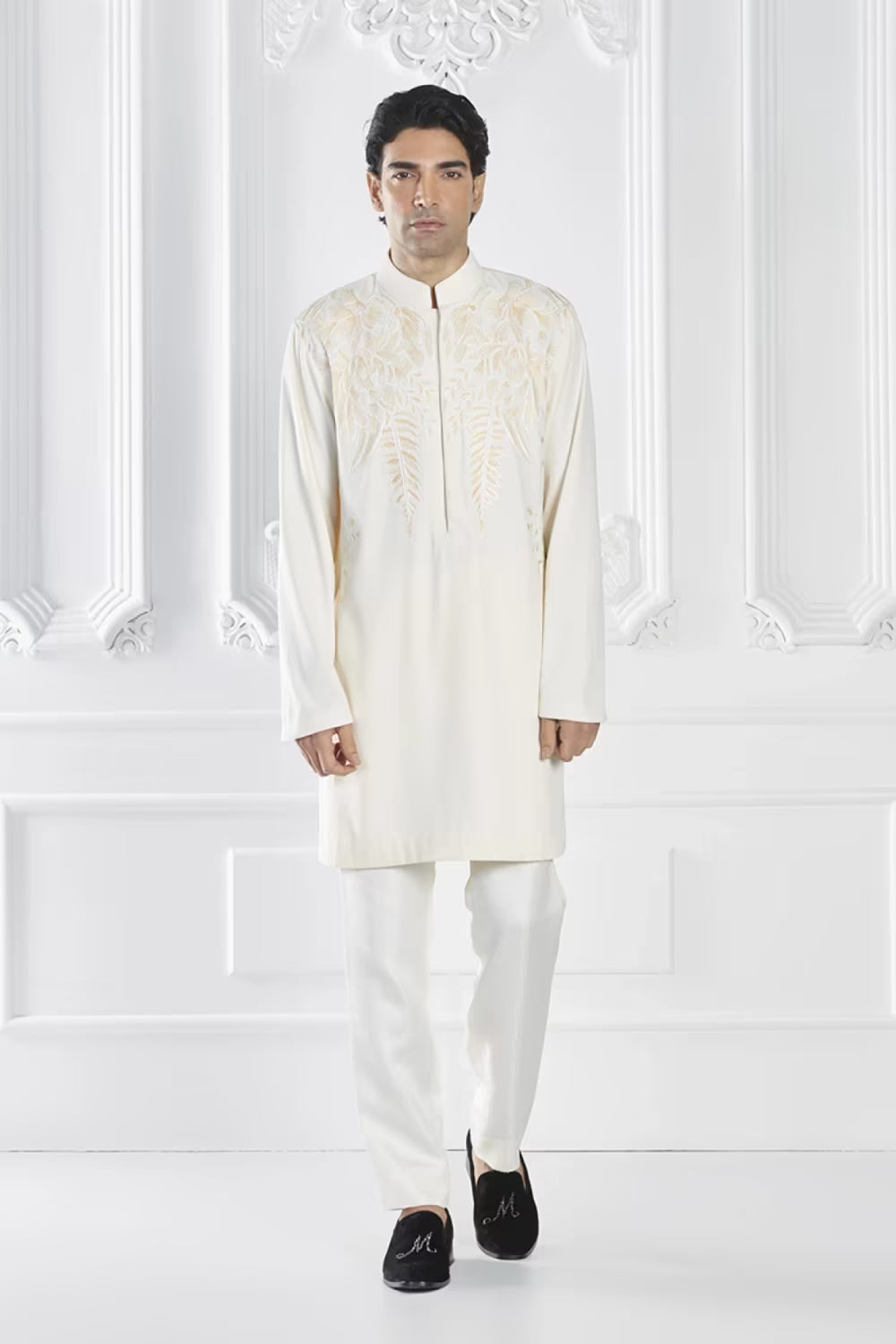 Cream Floral Embroidered Kurta Set