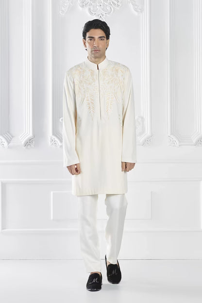 Cream Floral Embroidered Kurta Set