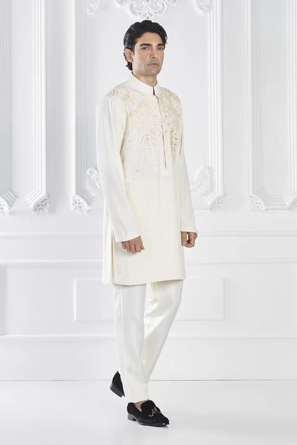 Cream Floral Embroidered Kurta Set