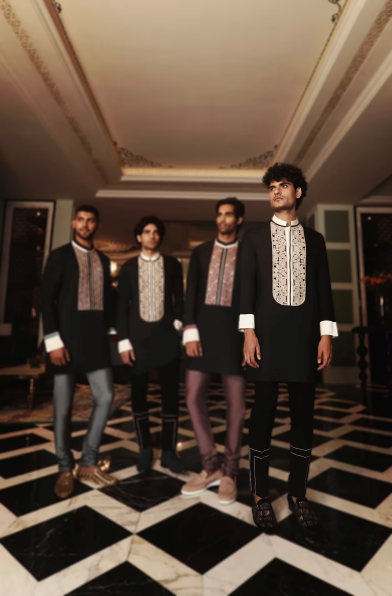 Black Kurta Set with Resham Work