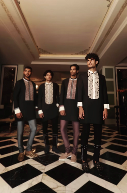 Black Kurta Set with Resham Work