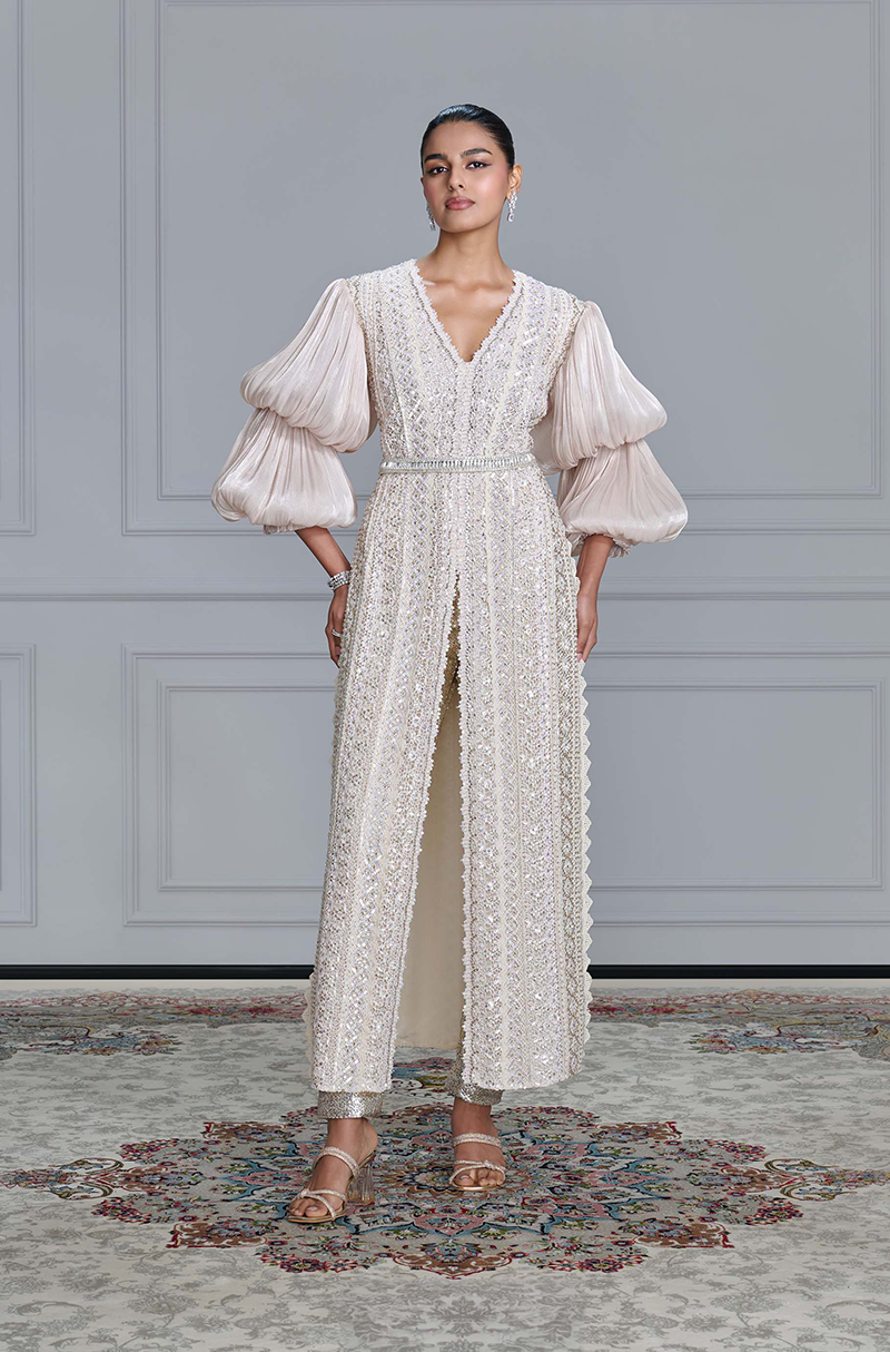 Ivory Sequin Embroidered Kurta Set