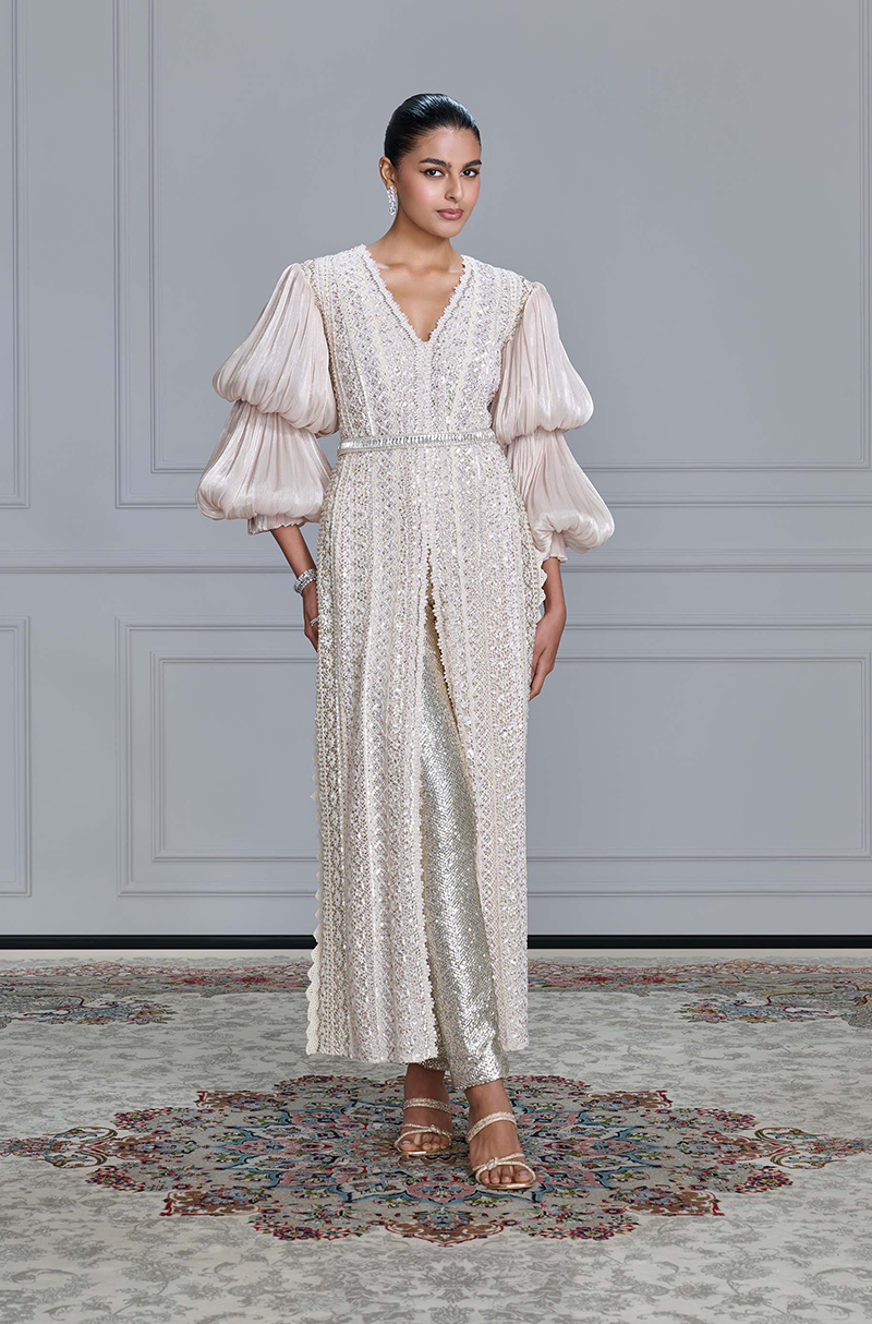 Ivory Sequin Embroidered Kurta Set