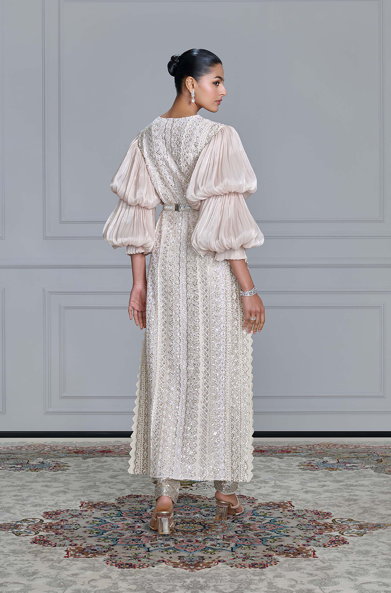 Ivory Sequin Embroidered Kurta Set