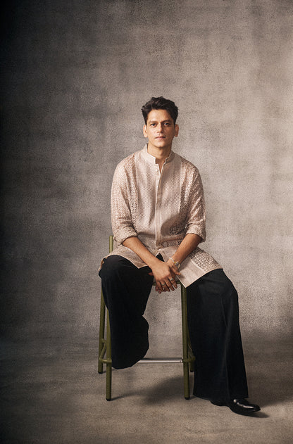 Vijay Varma in our Dark Fawn Embroidered Short Kurta