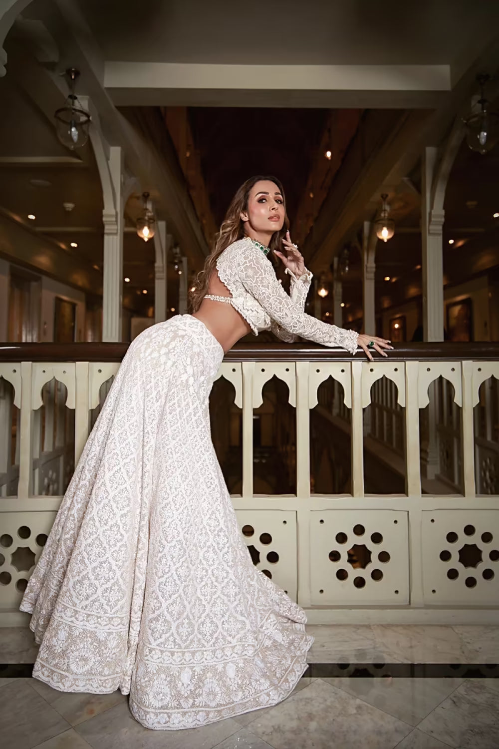Malaika Arora In our Classic ivory Mijwan Lehenga Set
