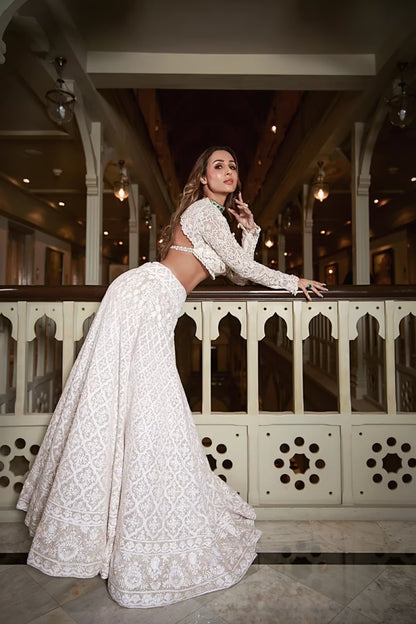 Malaika Arora In our Classic ivory Mijwan Lehenga Set