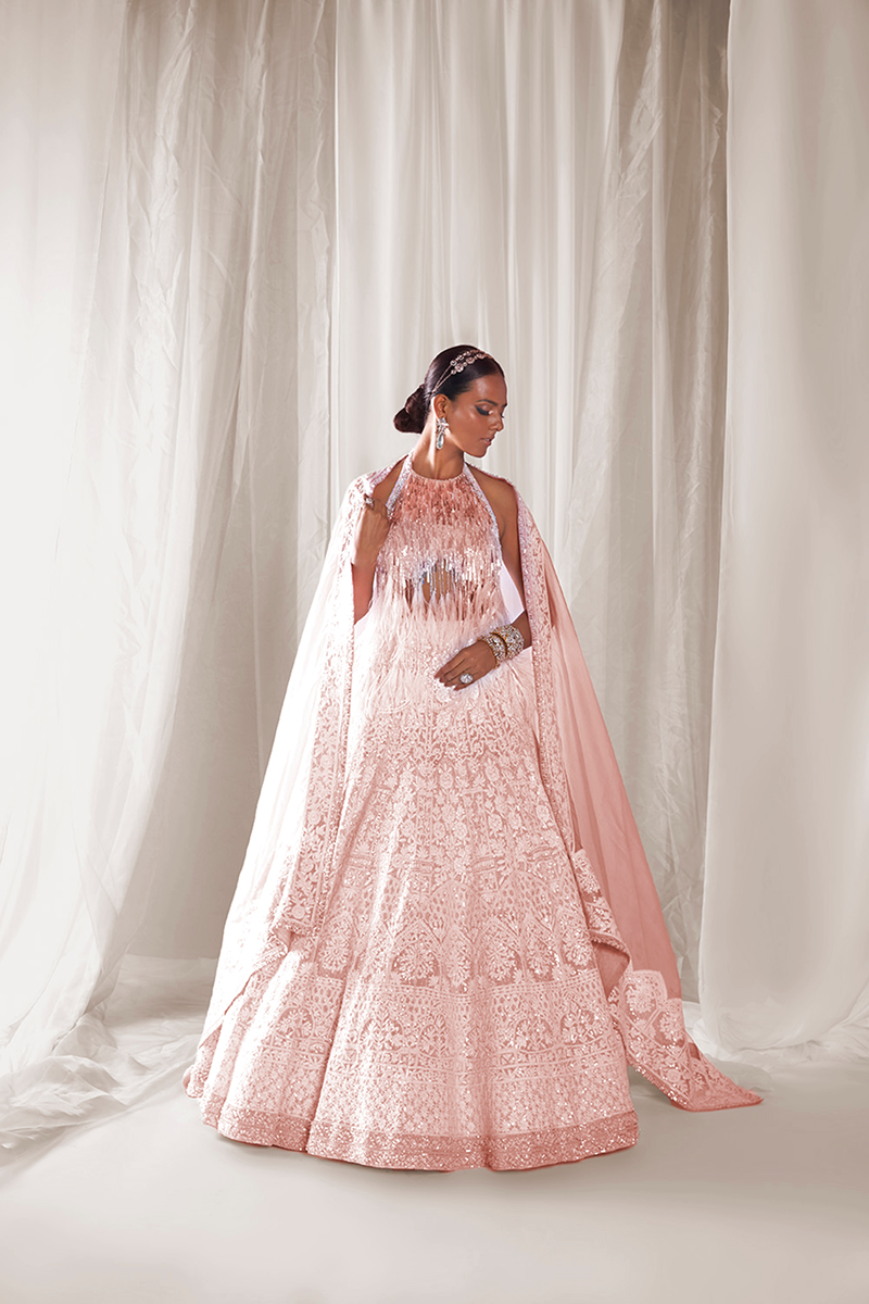 Ivory Mijwan Thread Work Embroidered Lehenga Set