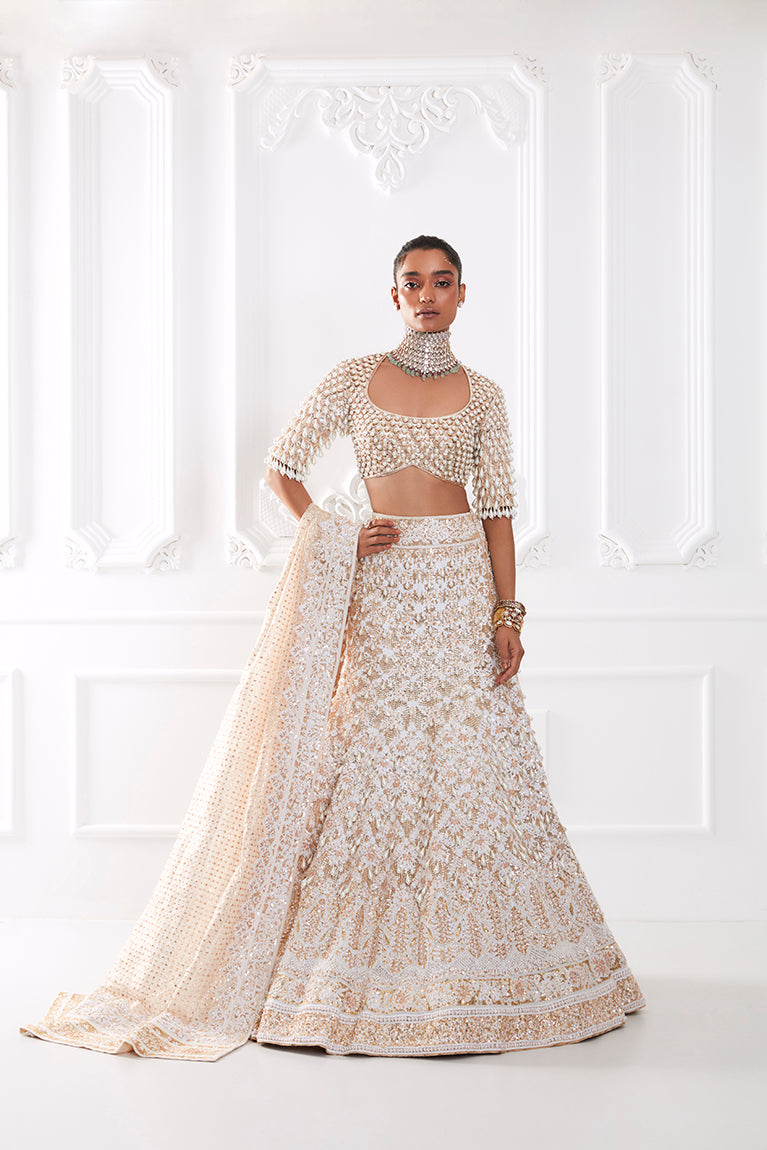 Ivory Mijwan Sequin Lehenga Set