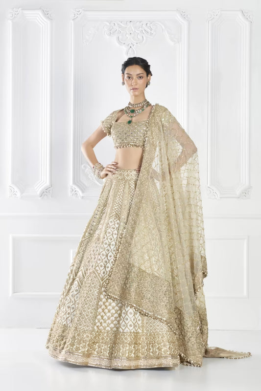 Ivory Gold Embroidered Lehenga Set