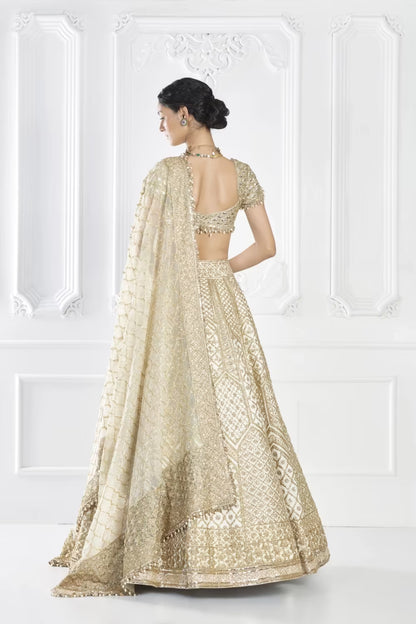 Ivory Gold Embroidered Lehenga Set