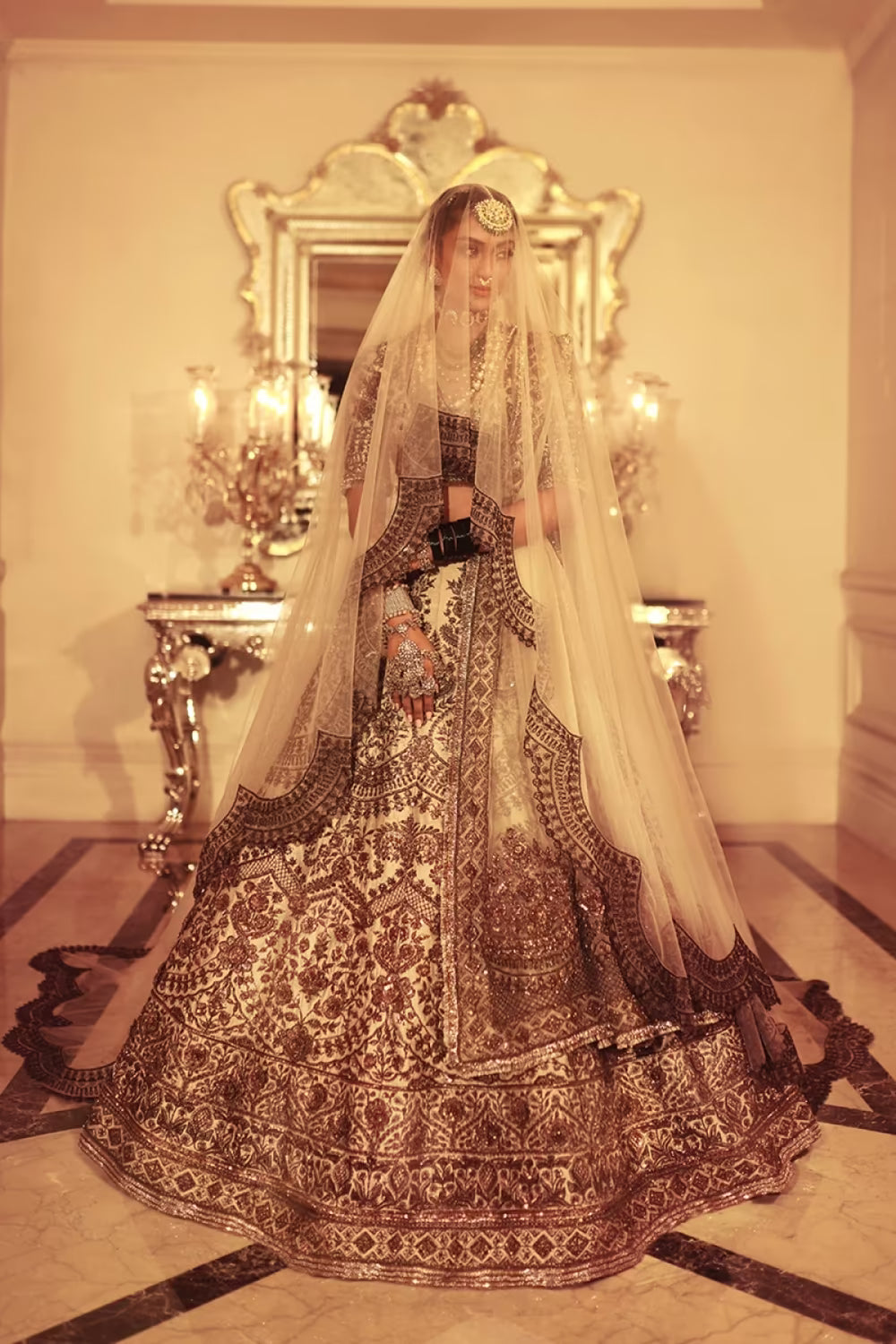 Ivory Gold Zardozi Lehenga Set