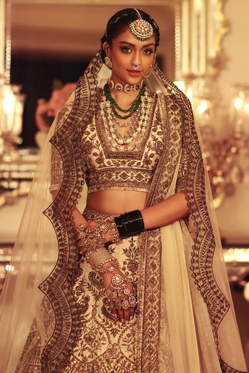 Ivory Gold Zardozi Lehenga Set