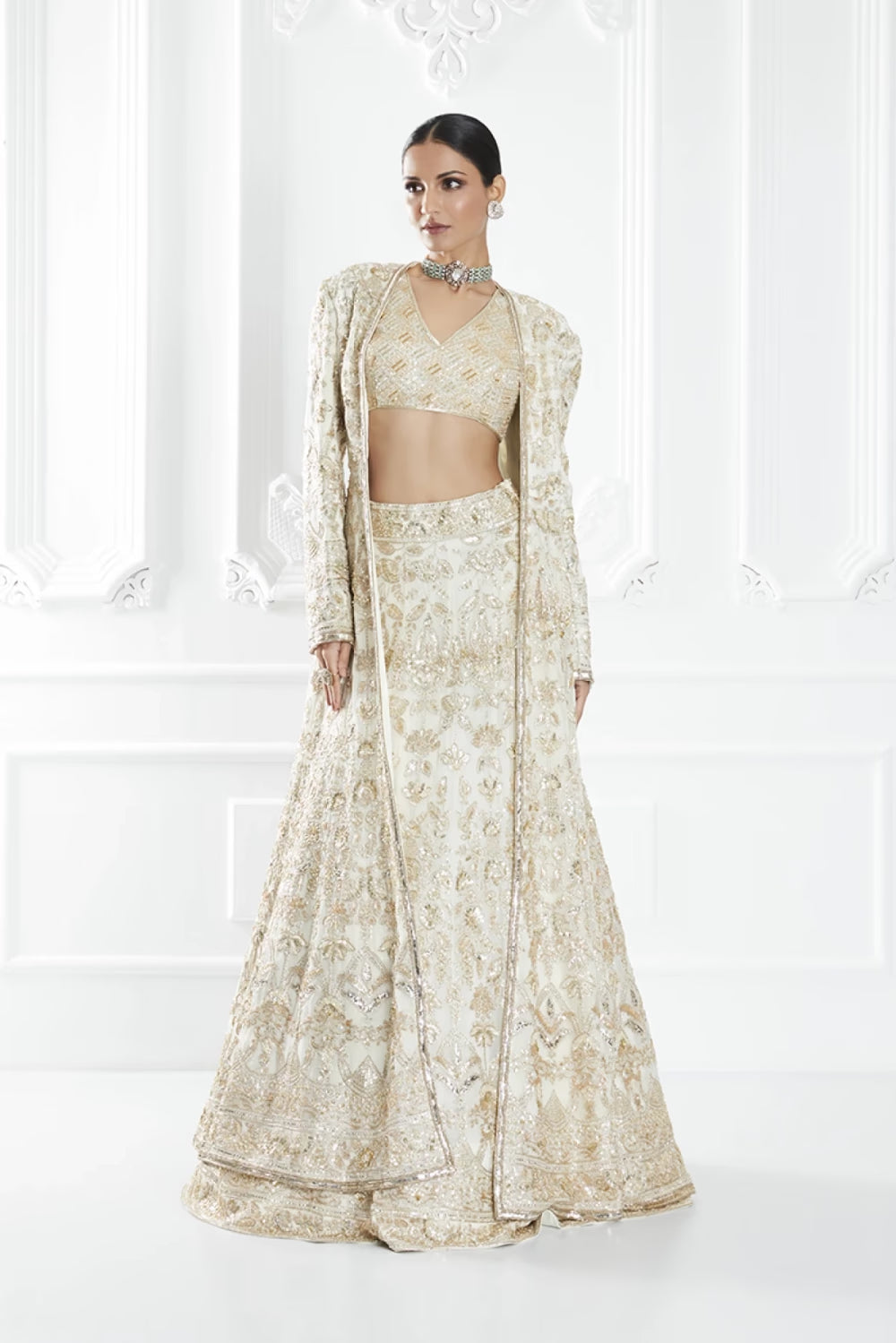 Ivory Dori Embroidered Jacket and Lehenga Set