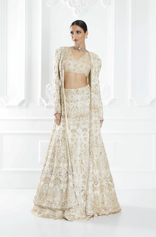 Ivory Dori Embroidered Jacket and Lehenga Set