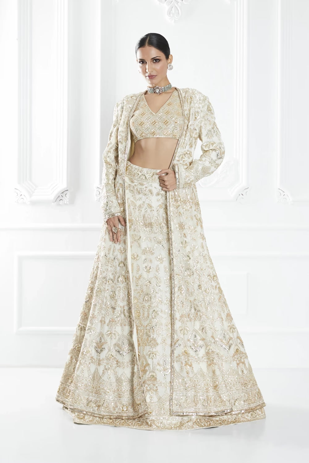 Ivory Dori Embroidered Jacket and Lehenga Set