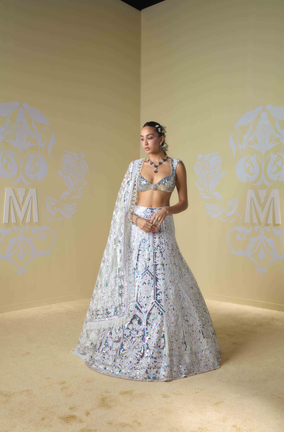 Shades of Lilac Sequins Embroidered Lehenga Set