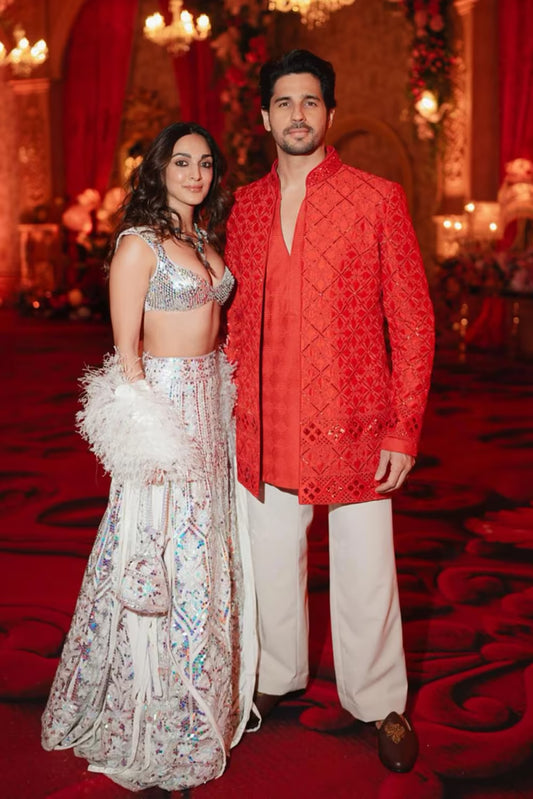 Kiara Advani in our Ivory Kashmiri Sequin Lehenga Set