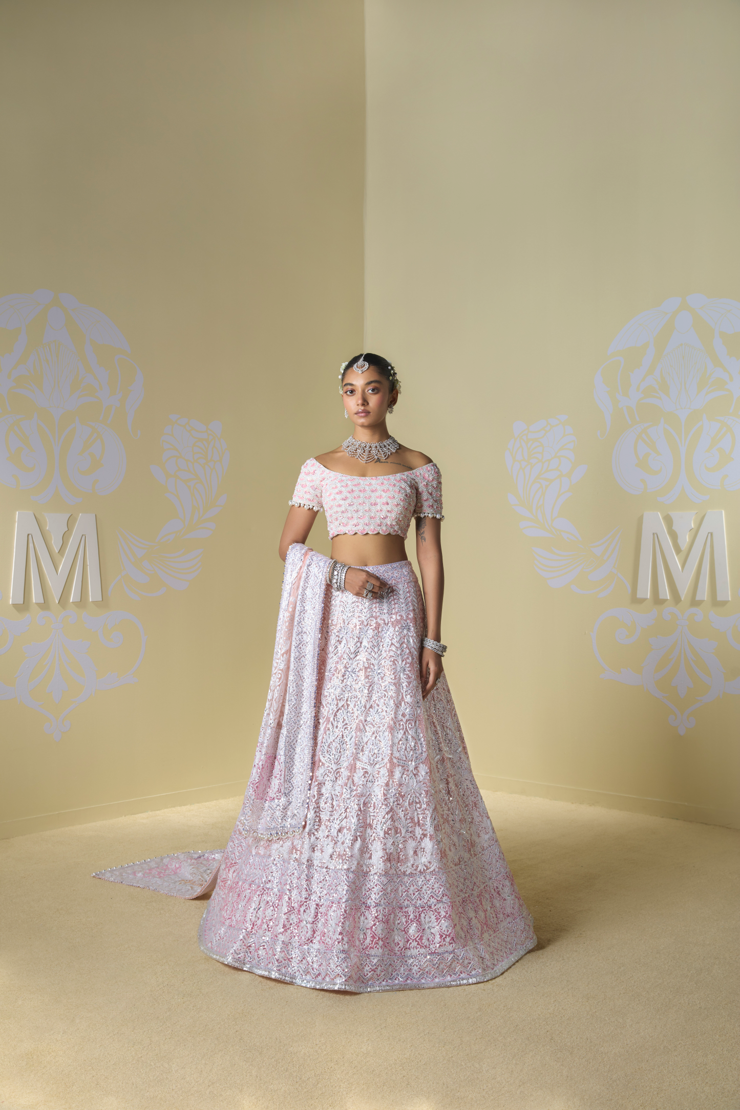 Shades of Pink Kashmiri Embroidered Lehenga Set
