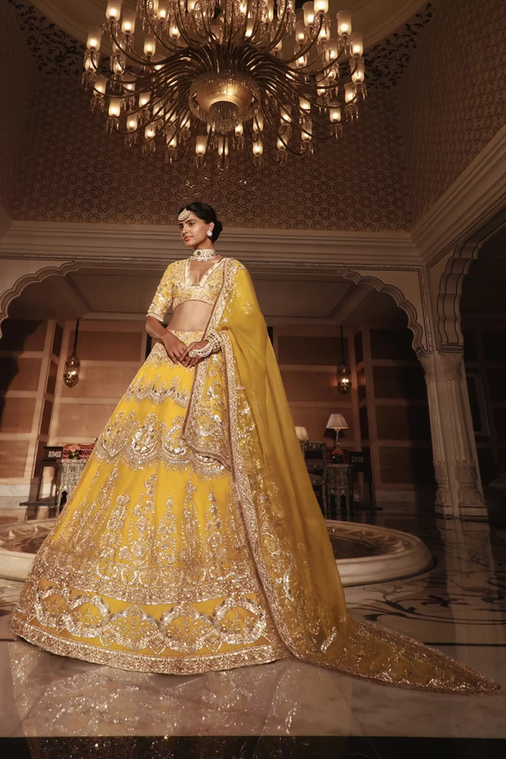 Canary Yellow Organza Lehenga Set