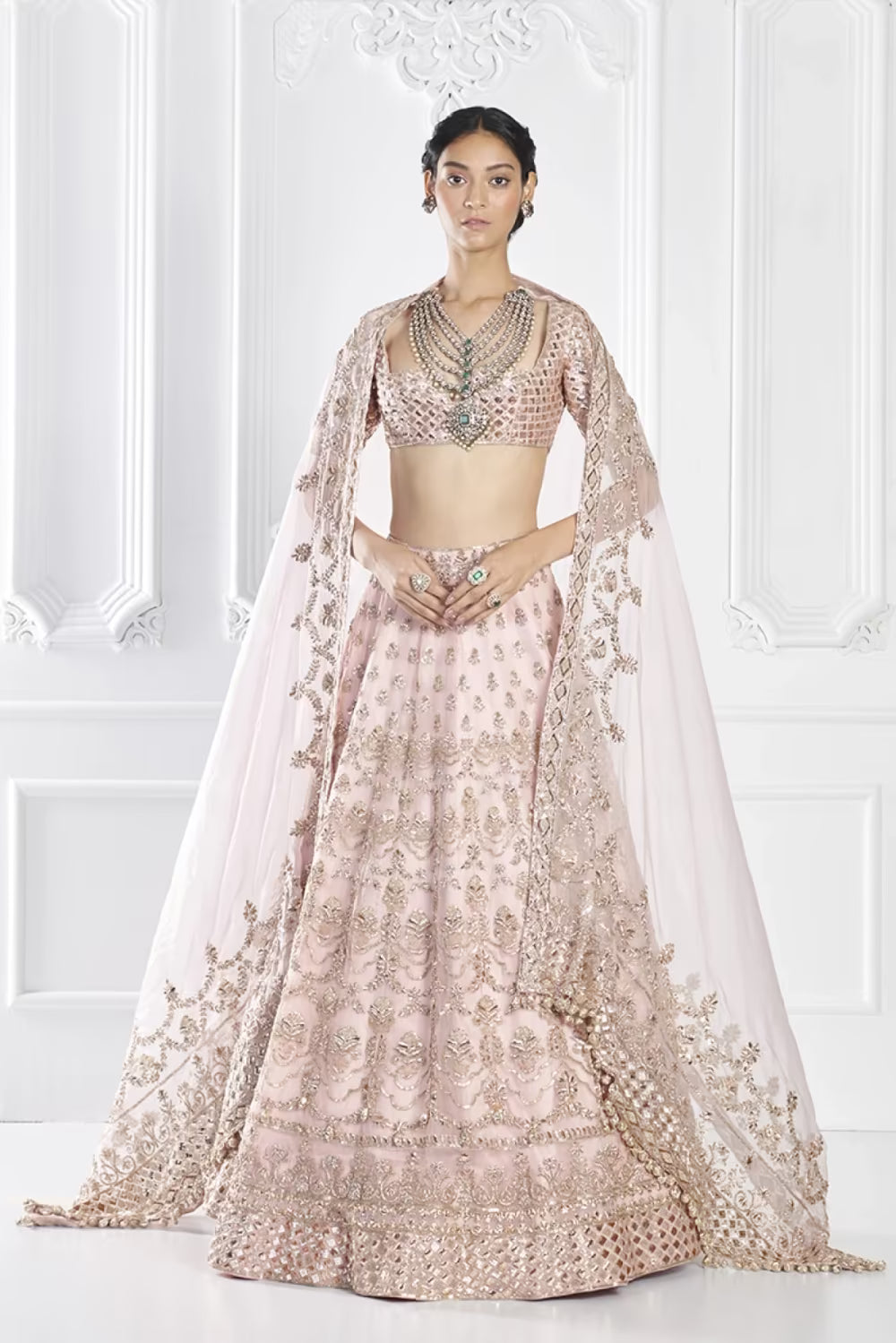 Blush Scallop Embroidered Lehenga Set
