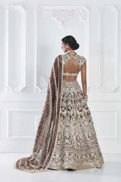 Brown Gold Dori Embroidered Lehenga Set