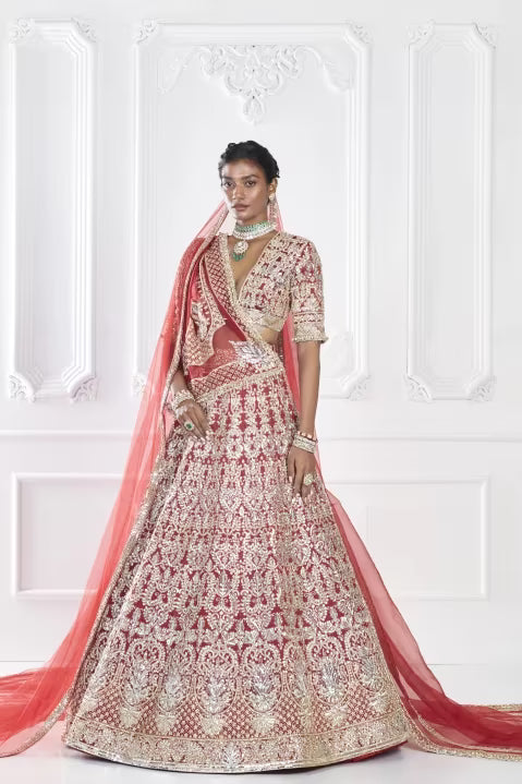 Red Gold Badla Lehenga Set
