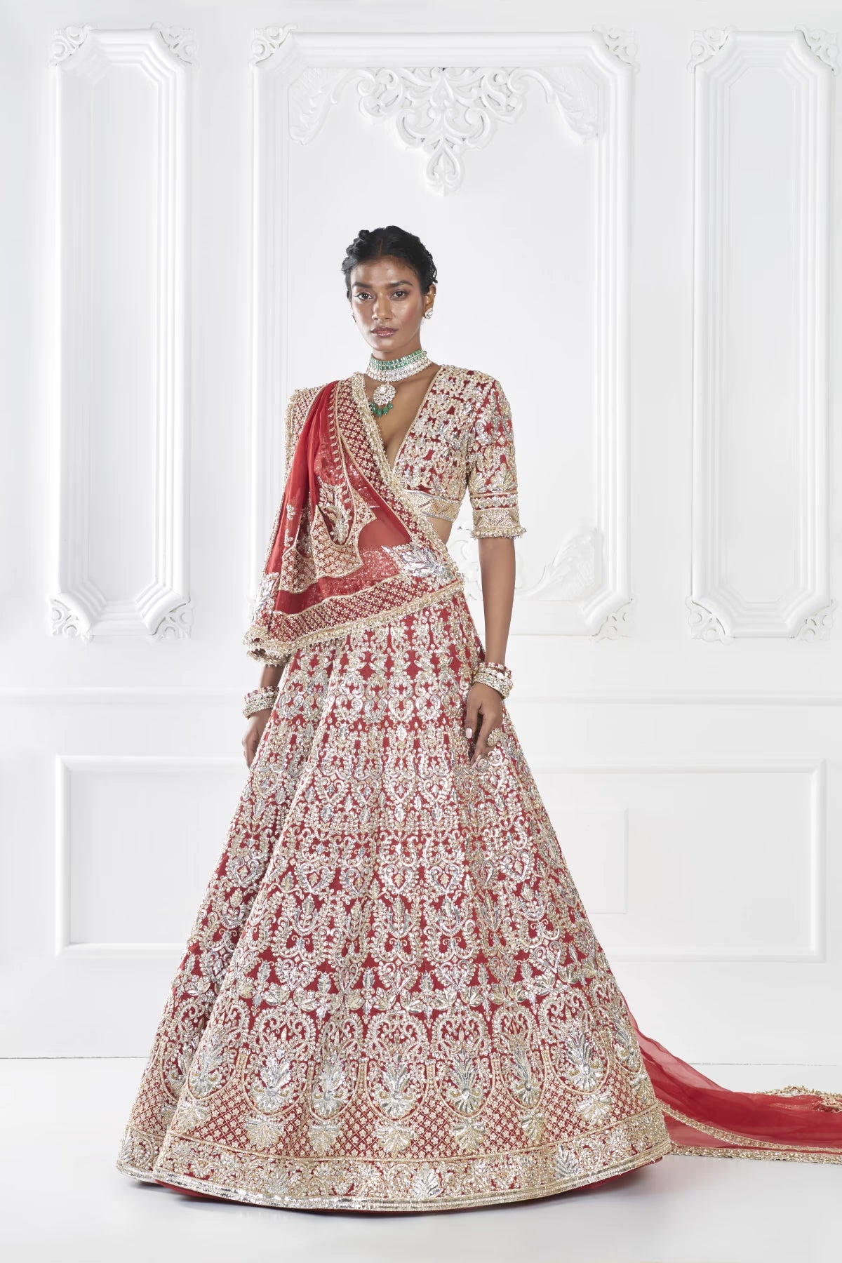 Red Gold Badla Lehenga Set
