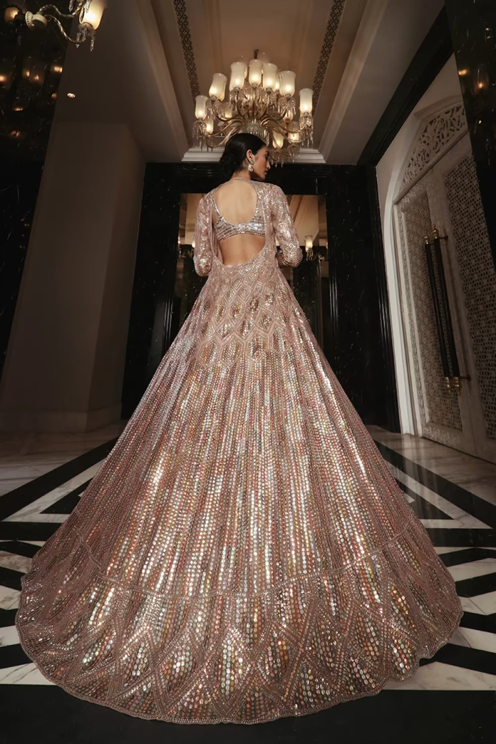 Blush Pink Embroidered Jacket Lehenga Set