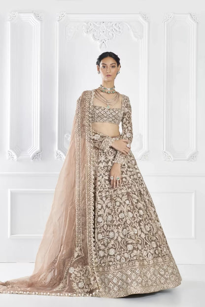 Oyster Gold Dori Emroidered Lehenga Set
