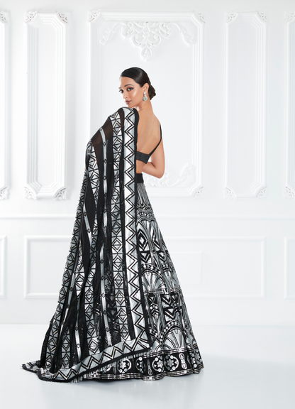 Black Embellished Lehenga Set