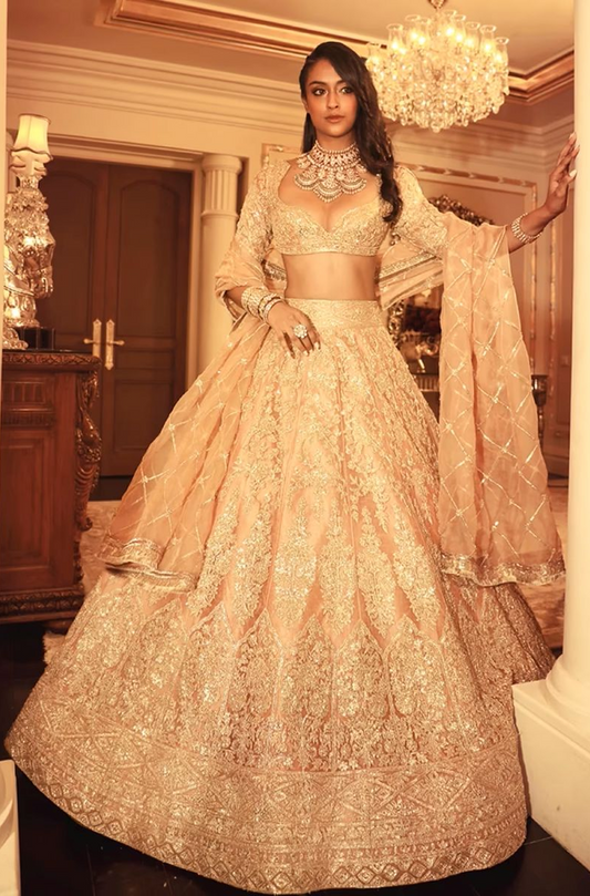 Aureate Gold Embroidered Lehenga Set