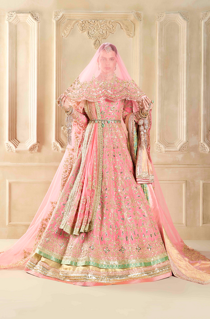Blush Flamingo Embroidered Kalidar Kurta Lehenga Set
